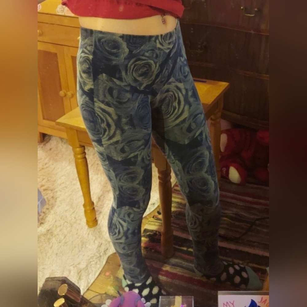 Grey rose print Leggings
